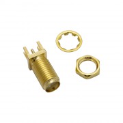 Разъём S-P215 (SMA-female, под печатный монтаж, с гайкой)