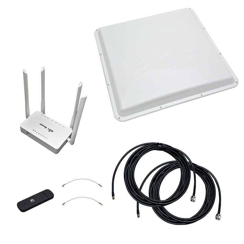 Комплект 3G/4G Дача-Максимум 2x2 (роутер WiFi, модем, кабель 2х5м, антенна 3G/4G 2x20 дБ)