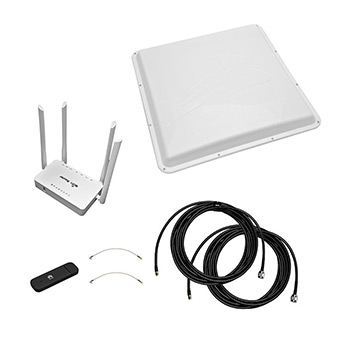 Комплект 3G/4G Дача-Максимум 2x2 (роутер WiFi, модем, кабель 2х5м, антенна 3G/4G 2x20 дБ)